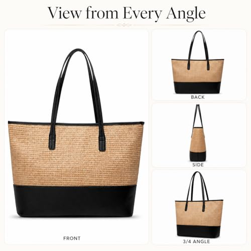 Image of QZUnique Straw Handbags Women Summer Beach Straw Hobo Tote Bag Hand Woven Handbag Tassel Shoulder Bag Purse