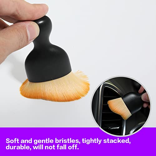 Image of AOCISKA Car Interior Detailing Brush,Soft Bristle Cleaning Brush Car Detailing Brush Dusting Brush,Car Interior Cleaning Tool,Auto Detail Brush Car Dash Duster Brush (Brown with Cap)