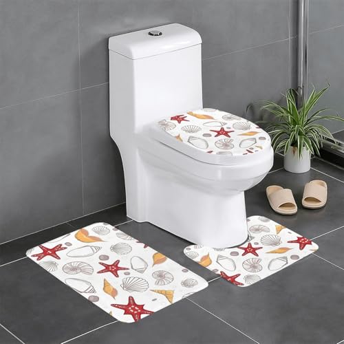 RRhgipp Lot de 3 tapis de bain en forme d'étoile de mer avec dos antidérapant et séchage rapide