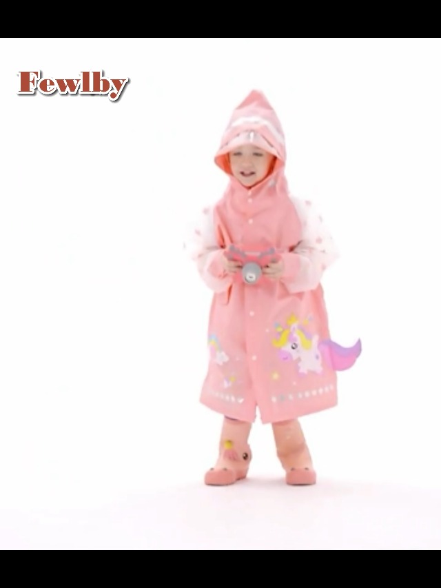 Poncho Pioggia Con Cappuccio Giacca Impermeabile Per Bambini Fewlby - Poncho Con Cappuccio, Design Cartoon, 1-14 Anni Mantella Pioggia Bambini Età 1-14 Anni