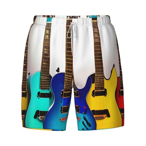 Pantalones cortos de natación para hombre con guitarras: ropa de playa, piscina y surf casual 5