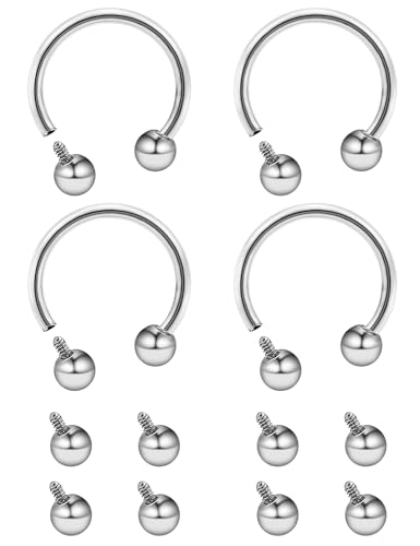 Lcolyoli 16g Septum Rings Internally Threaded Surgical Steel Septum Jewelry Lip Rings Hoop Labret Jewelry Horseshoe Earrings Daith Piercing Jewelry for Women Men