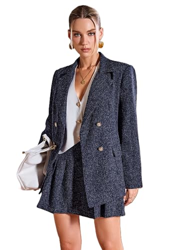 Women’s 3-Piece Cotton Blend Blazer, Mini Skirt & White Waistcoat...