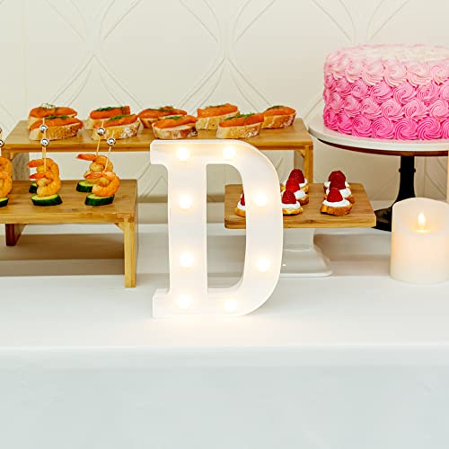 Image of Restaurantware Illumify 6.3 x 1.2 x 8.7 Inch Light Up Letter 1 Durable Marquee LED Light - Letter D Touchproof White Plastic Party Light Keyhole Slot For Parties Weddings Or Special Events