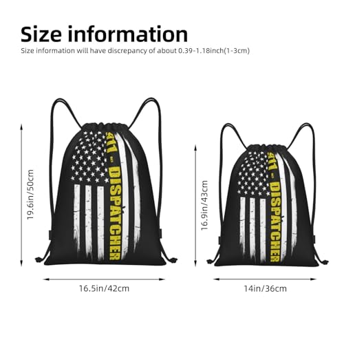 Generic 911 Dispatcher Gift Thin Gold Line Flag Drawstring Backpack Gym Sackpack Beach Bag for Women Men, Medium2