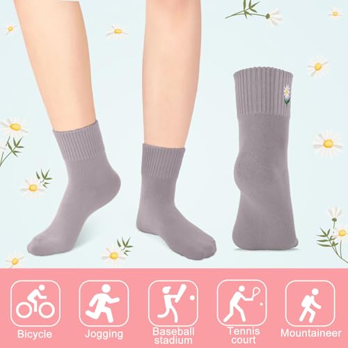 Image of Eurzom 10 Pairs Socks Womens Crew Elastic Ankle Length Cotton Socks Aesthetic Cute Lightweight Low Cut Gifts for Women