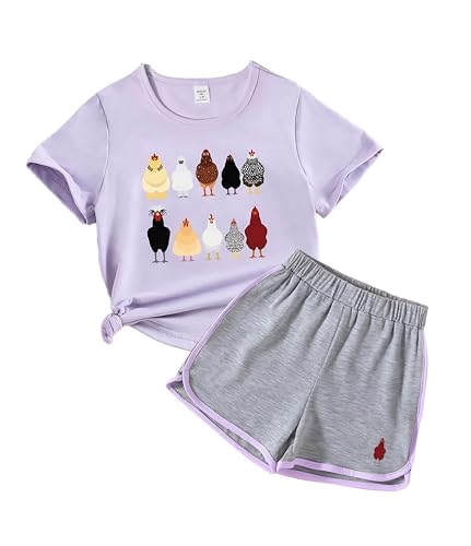 Image of KYDA KIDS Girls 100% Cotton Bio Washed Printed T-Shirt and Shorts Co-ords Clothing Set | Premium Soft & Breathable Summer Casual Comfort Outfit for Girls