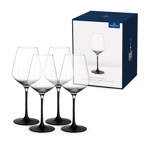 Rock White Wine Glass Set 4 Pieces 380 ml Black,
