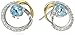 18K Yellow Gold Plated Sterling Silver Genuine Sky Blue Topaz and Created White Sapphire Two Tone Swirl Stud Earrings