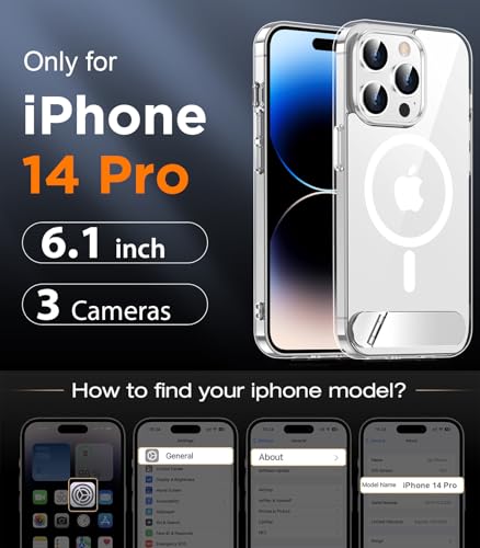 Image of Magnetic Compatible with iPhone 14 Pro Case, [Built-in Invisible Kickstand][Compatible with MagSafe] [Military Grade Shockproof] Slim Thin Phone Case for iPhone 14 Pro 6.1 inch