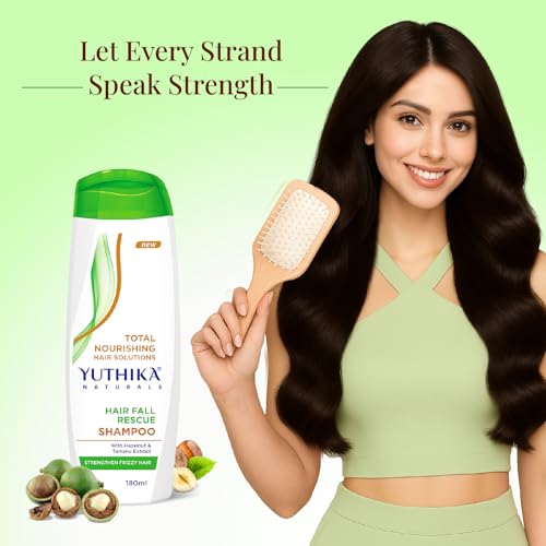 Image of Yuthika Hairfall Rescue Shampoo Pack of 2 (180ml Each) | Nourishing Shampoo for Weak & Falling Hair | Enriched with Argan Oil & Amaryllis Extract | Suitable for Men & Women