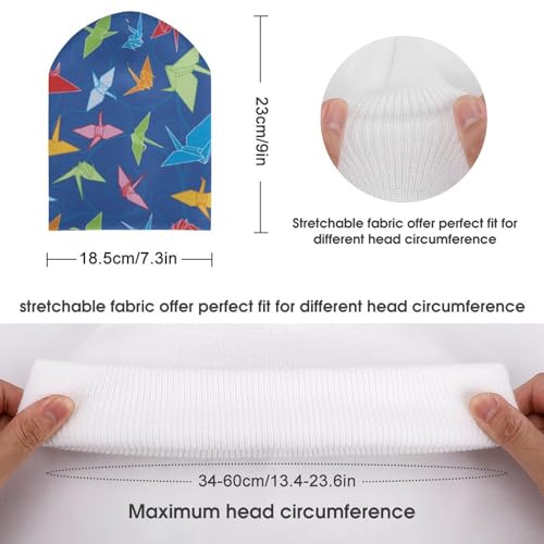 Origami Paper Crane Pattern Kids Beanie Hat for for Girls Boys Children Cap Winter Knitted Chemo Cancer Headwear Accessories Gifts Decoration Black2