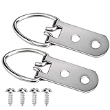 KEILEOHO 200 PCS Heavy Duty D Ring Picture Hangers with 200 PCS Screws, Double Hole D Hooks for Pict