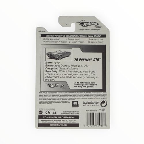 Hot Wheels 1:64 Pontiac GTO rojo miniatura 3