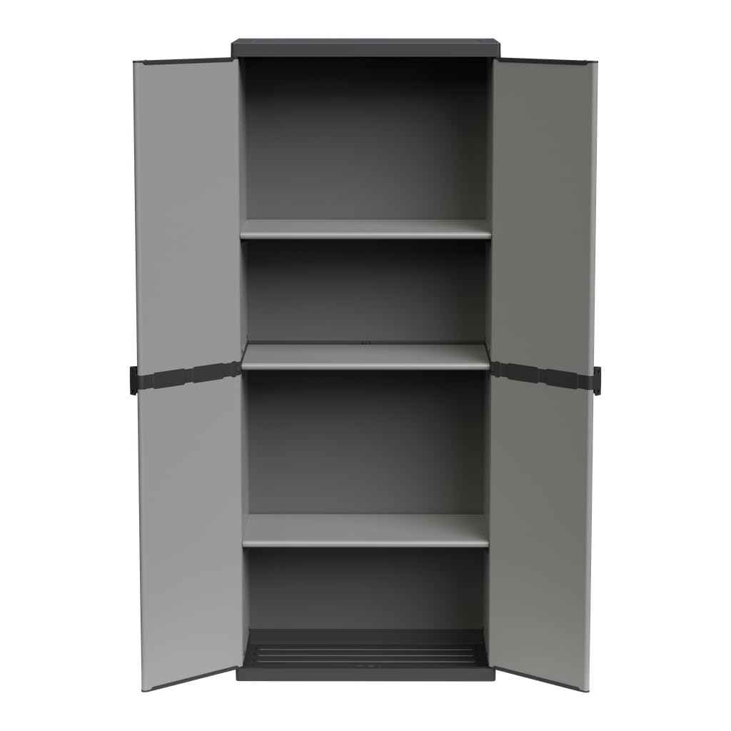 Kreher® Armadio Modular System Kunststoffschrank - Universalschrank, Spindschrank, Nischenschrank oder Schwerlastregal - für Keller, Garage & Werkstatt (1, Universalschrank mit 3 Böden)