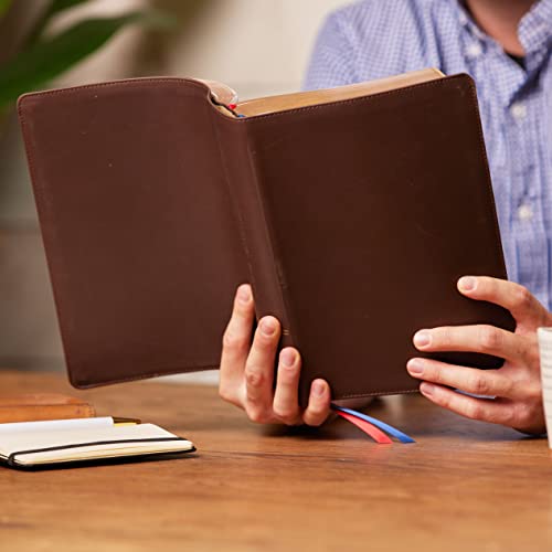 Nkjv, Interleaved Bible, Journal Edition, Genuine Leather, Brown, Red Letter, Comfort Print: The Ult