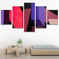 SIGNWIN 5 Panel Canvas Wall Art Abstract Colorful Geometric Hallway Minimalist Mixed Media Multicolor Patterns for Home Decorations Ready to Hang - 60