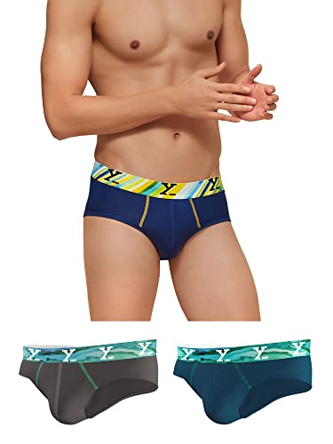 Image of XYXX Men's Dynamo & Volt Tencel Micromodal Regular Fit Solid Antimicrobial Briefs with No Marks Waistband (Pack of 3)