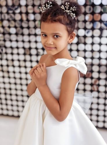 One Shoulder Flower Girl Dresses for Wedding Toddler Short Tutu Satin Tulle Girl Dress for Birthday Formal Party2