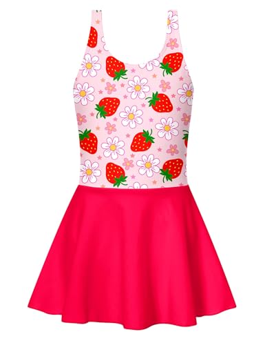 Image of Yousie Girls Swimsuit One Piece Tropical Kids Bathing Suit Swimwear Adjustable Swim Dress 5-9 Years