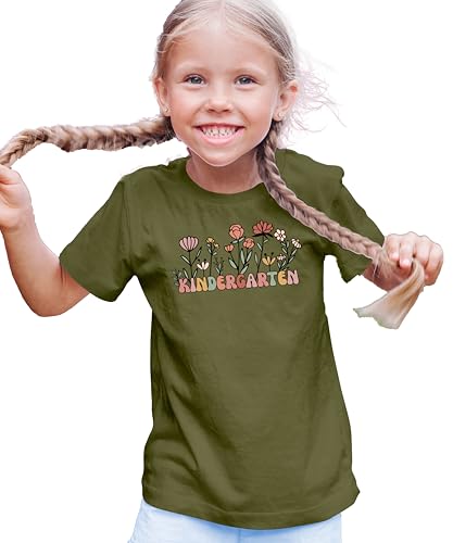Floral Kindergarten Shirt for Girls Cute Wildflower Boho Graphic Tee for Kids