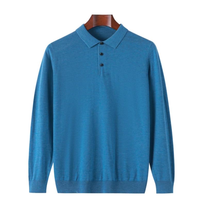 Men's Wool Knitted Polo Neck Sweater Solid Breathable Thin Loose Casual Top.2