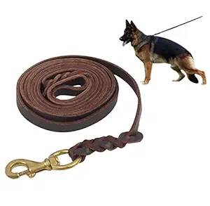 RvPaws Genuine Leather Dog Leash 6 Feet Long 1/2 Inch Wide Dog Training Leash Lead Strong Durable Dog Slip Lead - GSD Training Leash