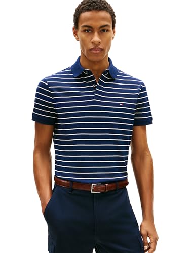 Image of Tommy Hilfiger Men's Short Sleeve Polo Shirts in Regular Fit With Stretch and Organic Pique Cotton