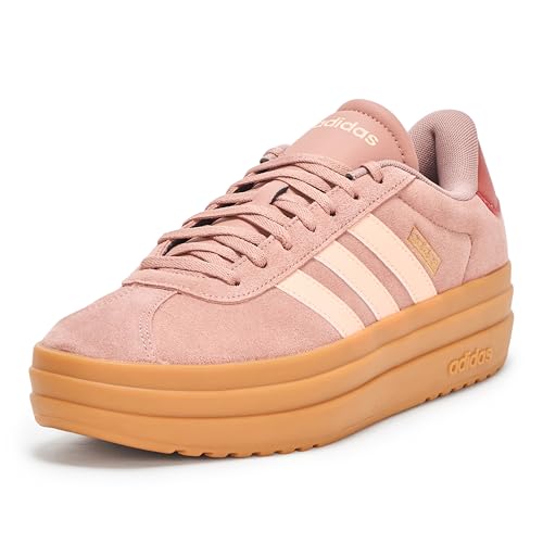 Image of adidas Womens Vl Court Bold Lace Up Sneakers Shoes Casual - Pink