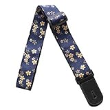 [C-RAYS] 和柄 ギターストラップ エレキギター ベース アコギ 和風 アコースティック ギター ストラップ (ネイビー 桜)
