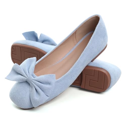Dear Time Women's Bowknot Flats Square Toe Elegant Flats Shoes Comfort Ballet Flats Slip-on Casual Shoes 5
