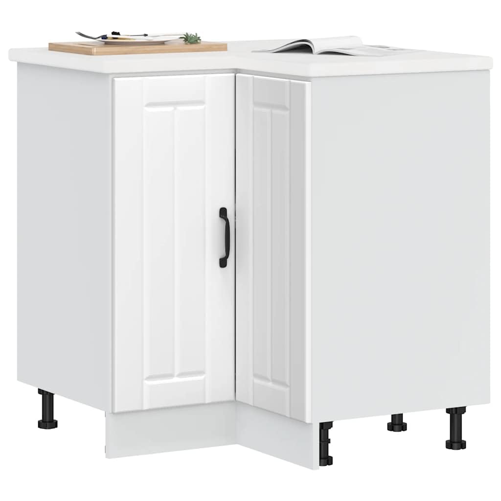 Lucca - Mobiletto angolare da cucina in legno, 75,5 x 75,5 x 81,5 cm, con piedini regolabili, spazio per armadio da cucina, dispensa, cassettiera, ideale come mobile salvaspazio