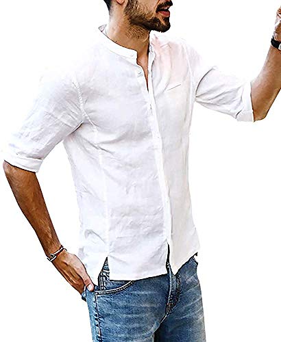 Romancan Herren 3/4 Ärmel Henley Freizeithemd Sommer Casual Atmungsaktiv...