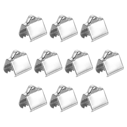 uxcell 90Pcs Ribbon End Crimp Clamps, Silver, 6.5mm/0.26