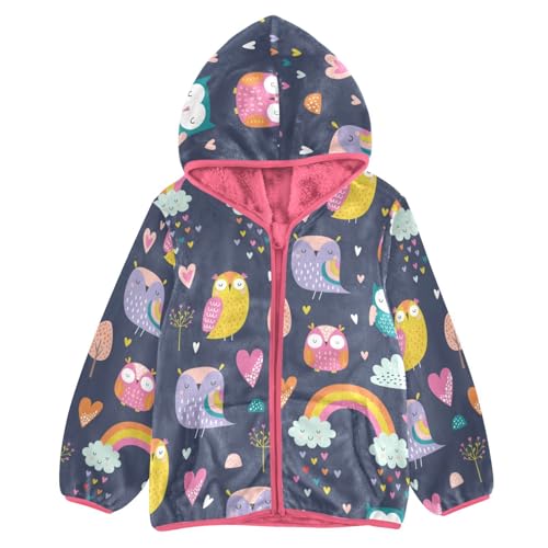 OTVEE Cute Cartoon Owls Birds Kids Hoodie Jacket Fall Spring Full Zip Warm Outwear Coat