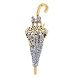 LIOOBO ラインストーン装飾 折り畳み傘モチーフ ブローチ レディース 軽量で丈夫 ファッションアクセサリー 性を引き立てる服飾用ピン