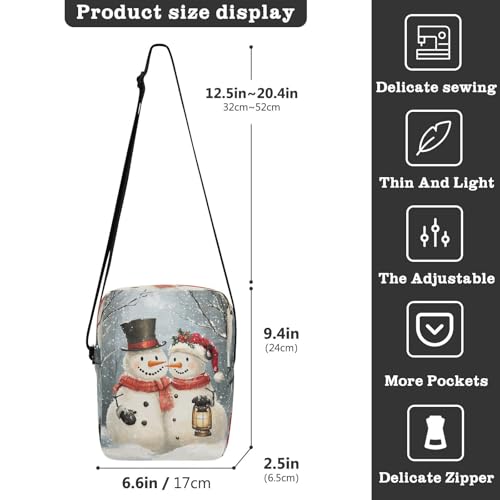 Crossbody Bag Christmas Snowman Winter Messenger Bag for Women Men Purse Shoulder Bag Satchel Bag with Adjustable Strap 202b68293