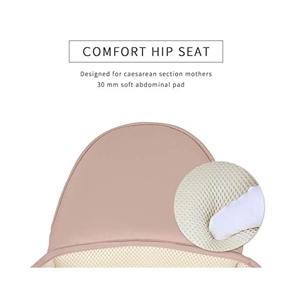 SONARIN Multifunktionaler Hipseat Baby Carrier Babytrage,Freie Größe,Kleinkind-Hüft-Sitzträger,Vorderer Träger-Gurt,4 tragende Positionen(Hellbraun) – Bild 5