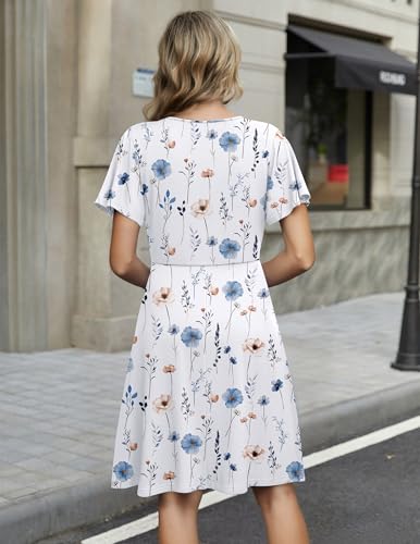 Image of Zeagoo Womens Summer Dresses Wrap V Neck Dress Floral A-Line Ruffle Sleeve Casual Sundress with Pockets 2026