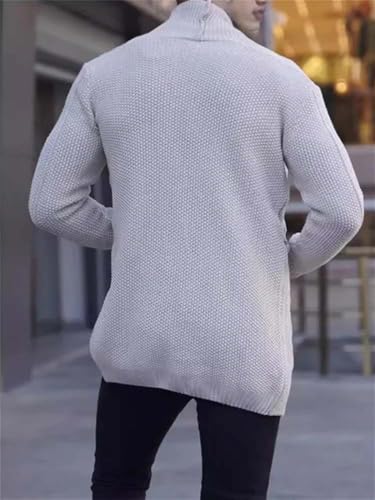 Men's Open Front Chunky Knit Cardigan Sweater Cable Shawl Collar Long Sleeve Sweaters3