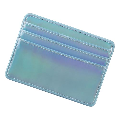 Thin Minimalist Front Pocket Wallet Rfids Blocking Credit Card Holder Card Cases with Clear Window for Men and Women Front Pocket Wallets, Light Blue, Mass Beauty