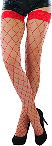 Image of ToBeInStyle Women's Vibrant Large Net Fishnet Thigh High Elastic Nylon Novelty Stockings
