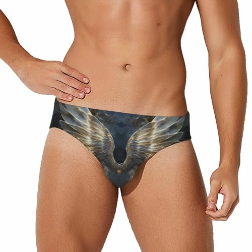 Angel Wings Heaven Mens Swim Briefs Quick Dry Swim Trunk Bikini Underwear Swimsuit 2XL