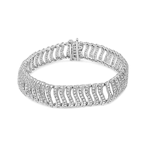 Haus of Brilliance .925 Sterling Silver 5.0 Cttw Diamond 3/4" Wide S Link Serpentine Tennis Bracelet (I-J Color, I3 Clarity) - 7-1/4”