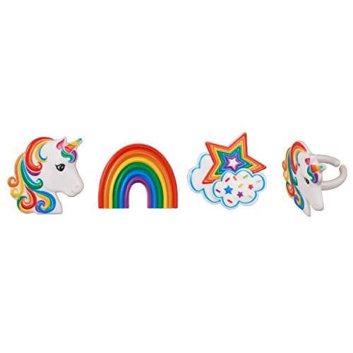 Unicorns and Rainbows Cupcake Rings - 24 pc