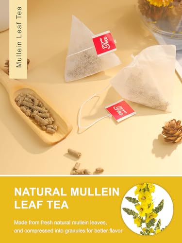Image of TeeLux Mullein Leaf Tea Bags, 3g /Bag, Smooth Taste, Caffeine Free, 30 ct | Natural Mullein Leaves, Single Ingredient, Gluten Free & Sugar Free, Corn Fiber Pyramid Tea Bags