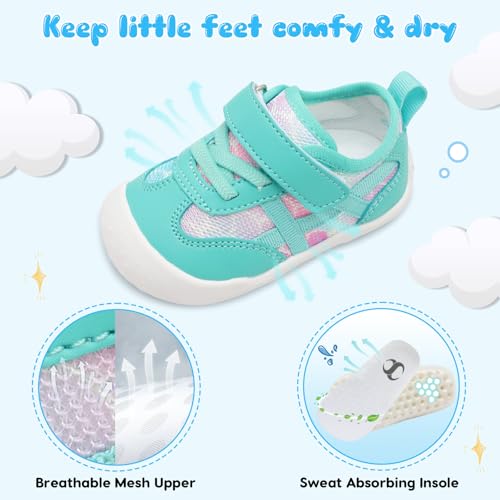 Image of Scurtain Baby Shoes Boy Girl First Walking Shoe Infant Crib Breathable Sneakers Lightweight Barefoot Shoes for Babies