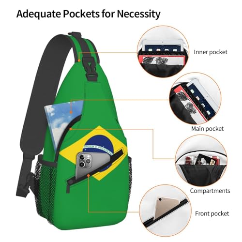 Flag of Brazil Sling Bag for Men Women Adjustable Shoulder Sling Backpack Lightweight Chest Crossbody Bags for Travel Hiking Daypack Fanny Pack4