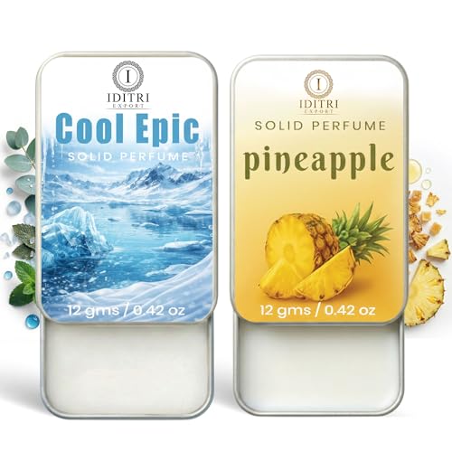 Image of Solid Perfume |pineapple&Cool Epic Alcohol Free Wax Perfume Balm, Long Lasting | Pocket Tin 12g, Pack Of 2| Non Greasy Smooth Glide, Travel Friendly Unisex Gifts He Or Her