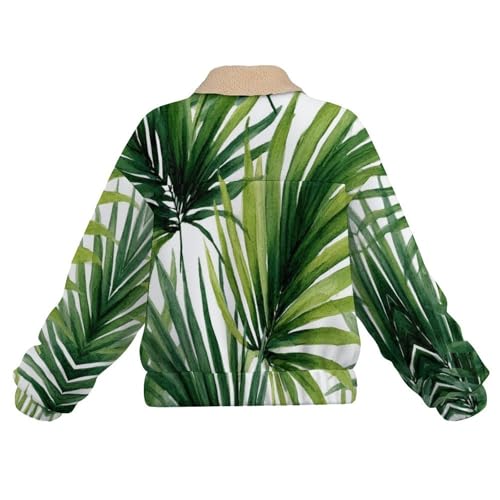 Chaqueta de invierno para mujer con forro polar y estampado de hojas de palma 6